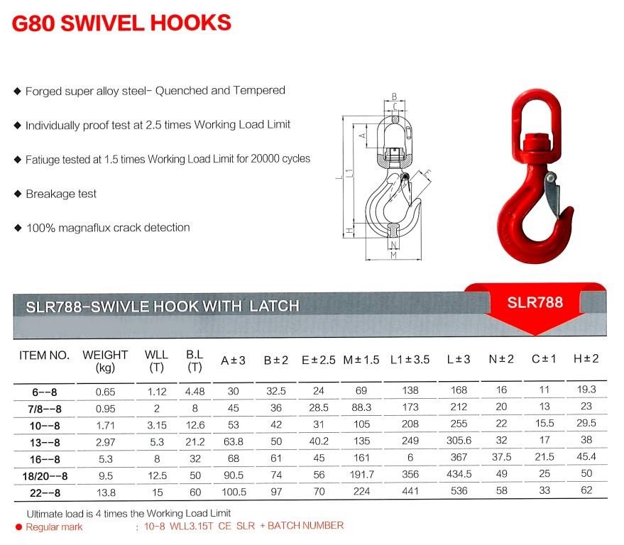 Swivel Bearing Eye Sling Hook - SLR G80