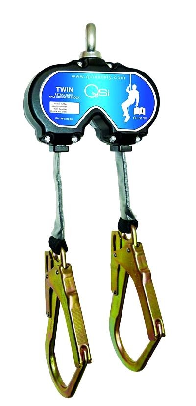 Twin Retractable Fall Arrest 2.0m c/w Scaf Hks